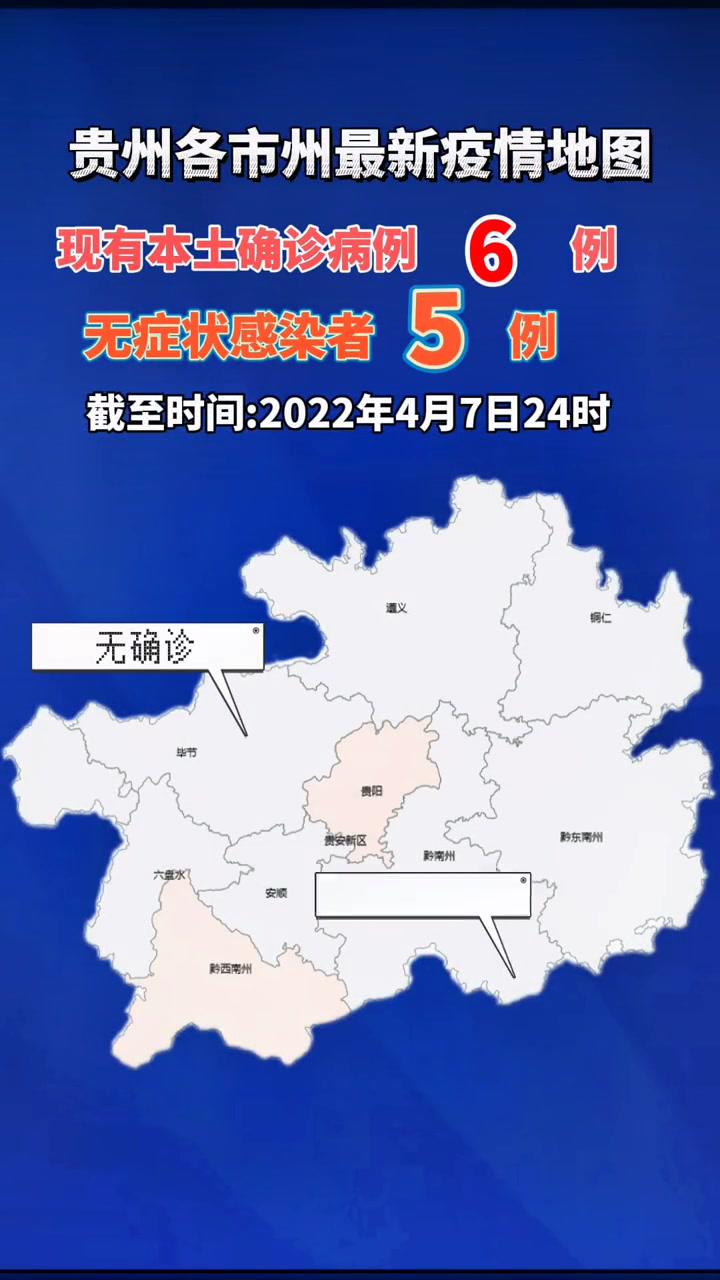贵州各市州最新疫情地图全省现有本土确诊病例6例,无症状感染者5例!