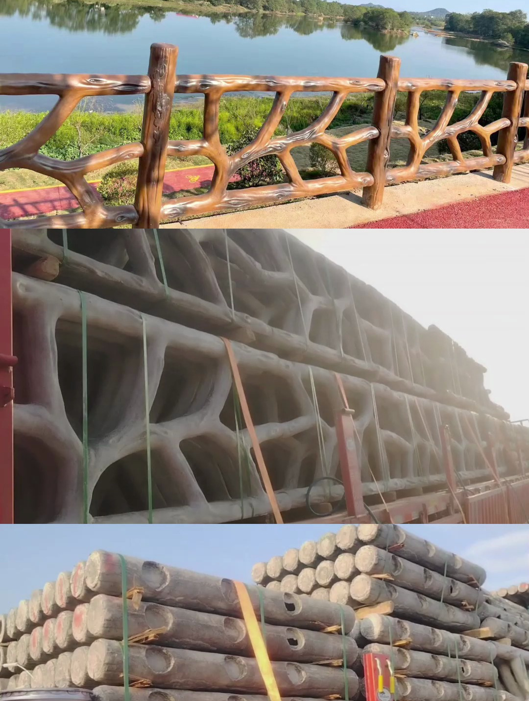 广东仿木栏杆,水泥仿树藤护栏厂家预制构件现场安装方便快捷