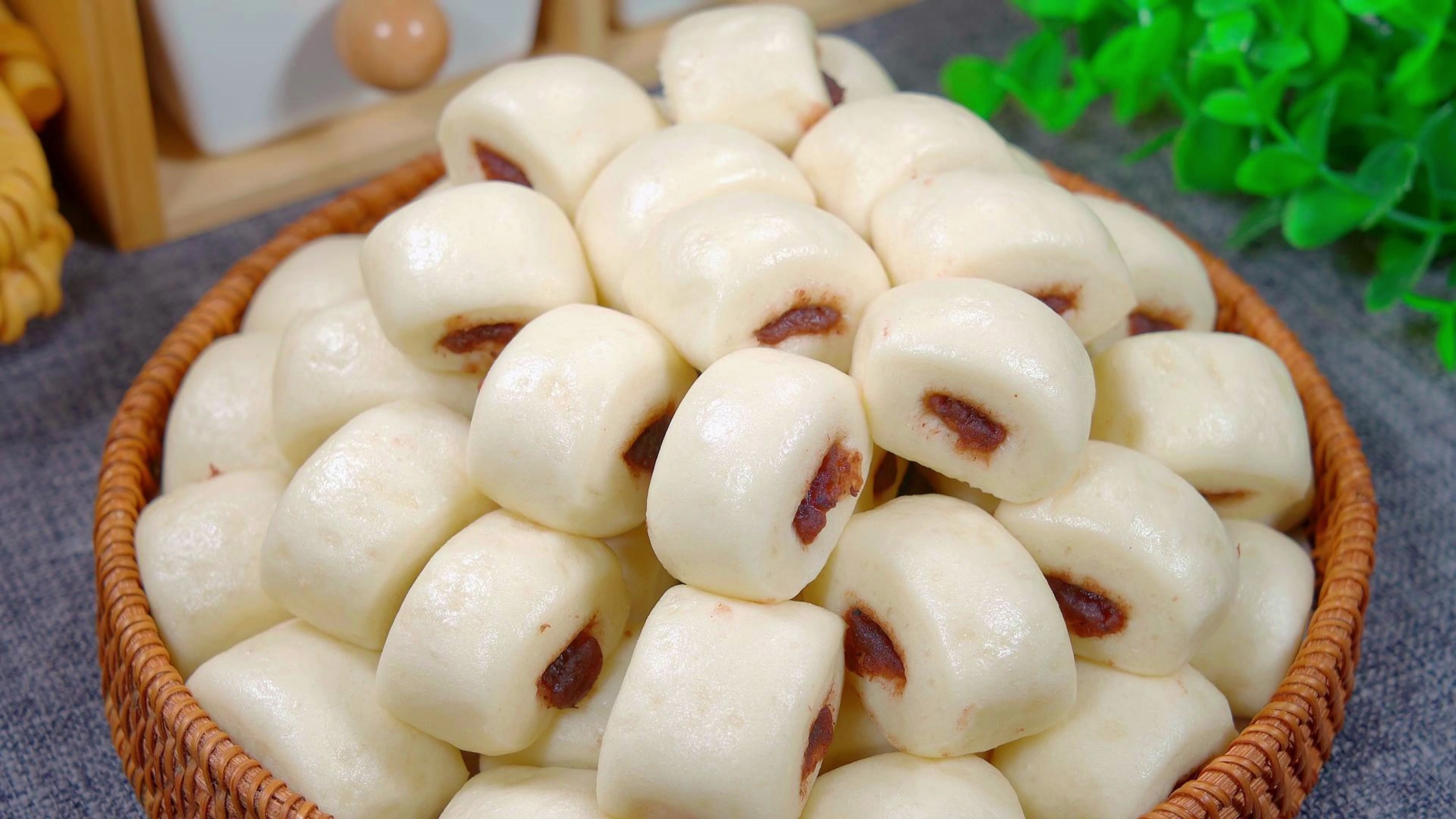 不用发面，一次醒发成型的奶香豆沙小馒头，松软可口，孩子超喜欢