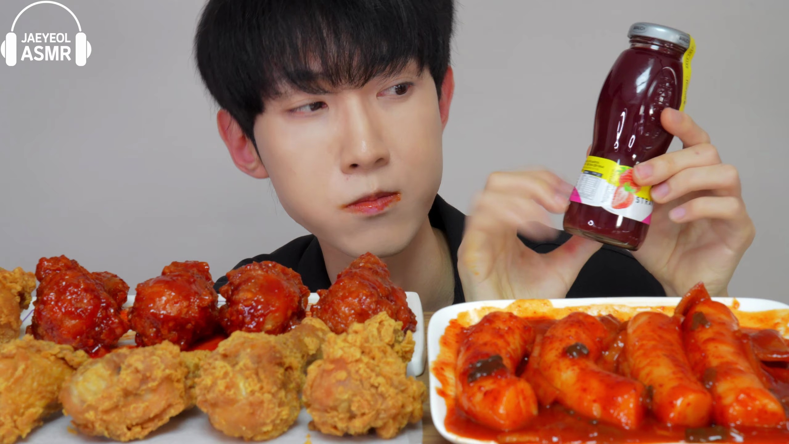 JAEYEOL ASMR MUKBANG亲自制作的炒年糕火鸡炸鸡EATING SOUNDS