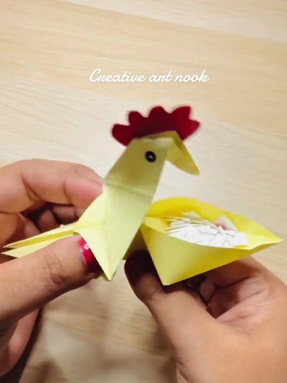 爱吃食的公鸡折纸制作步骤