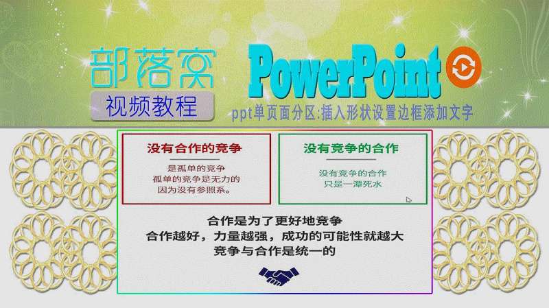 ppt单页面分区视频:插入形状设置边框添加文字,教育,资格考试,好看视频