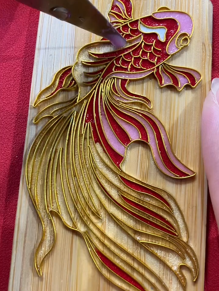 做一个粉色系的《锦鲤》景韵阁掐丝珐琅,手工diy-度小视