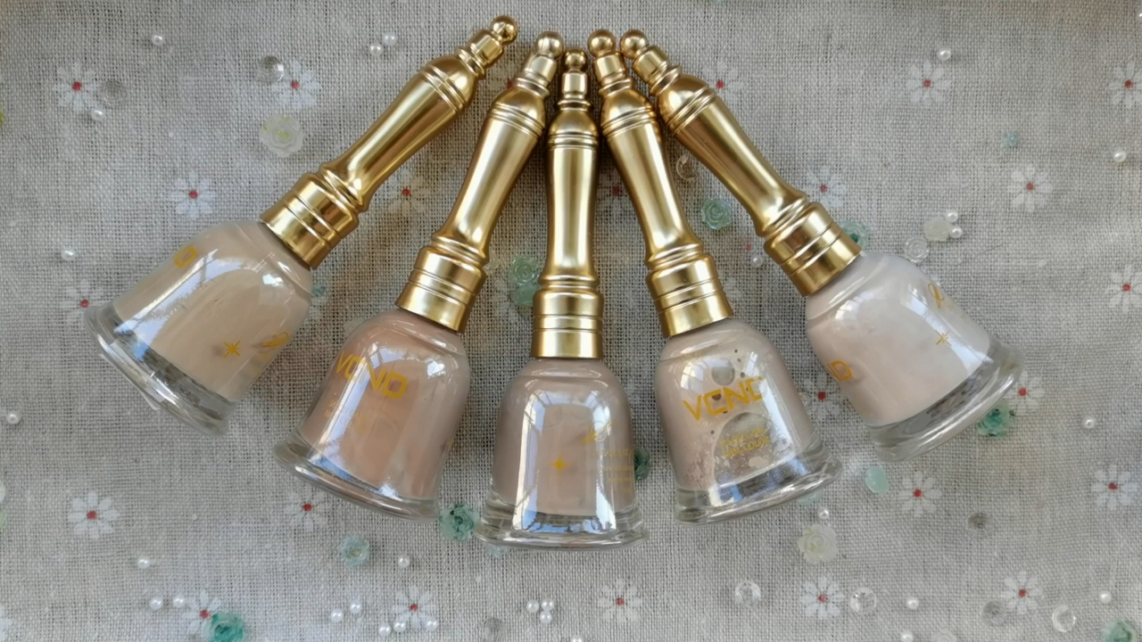 5支奶茶色系指甲油试色对比