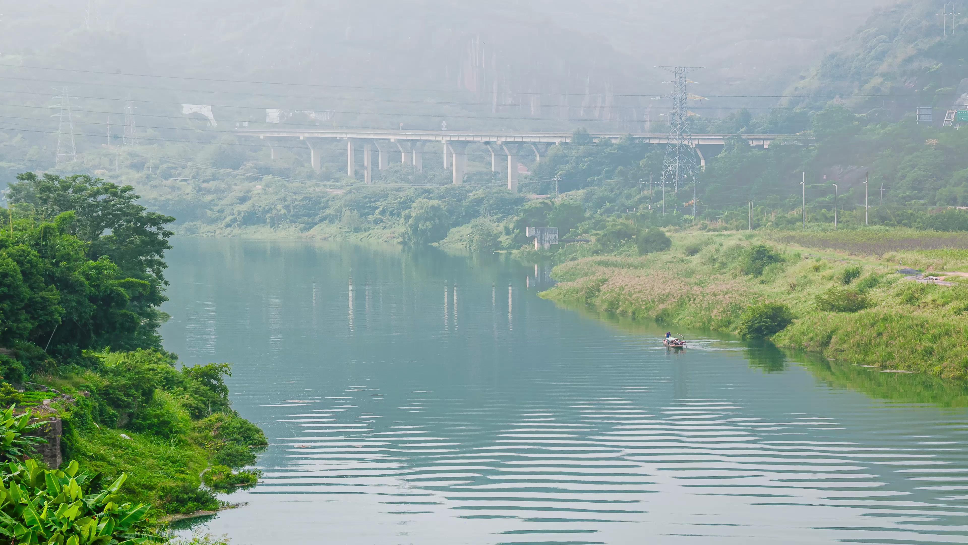 坪石渔民捕鱼延时摄影