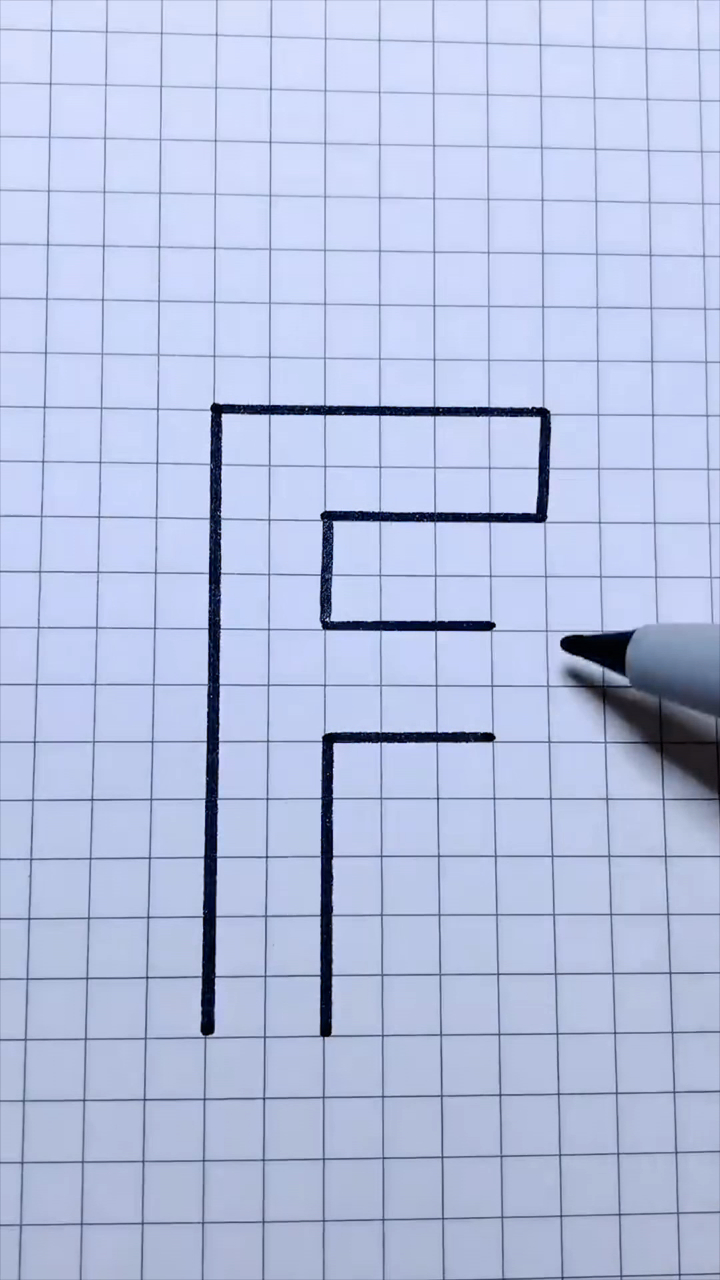 一起来画画,立体字母f的画法