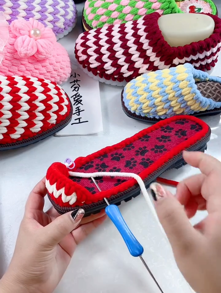 纯手工钩鞋,小波浪拖鞋(3)