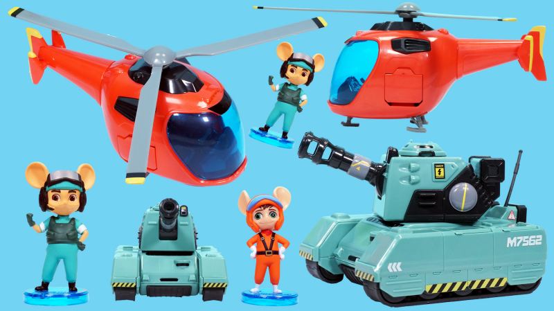 舒克贝塔的直升飞机和坦克玩具