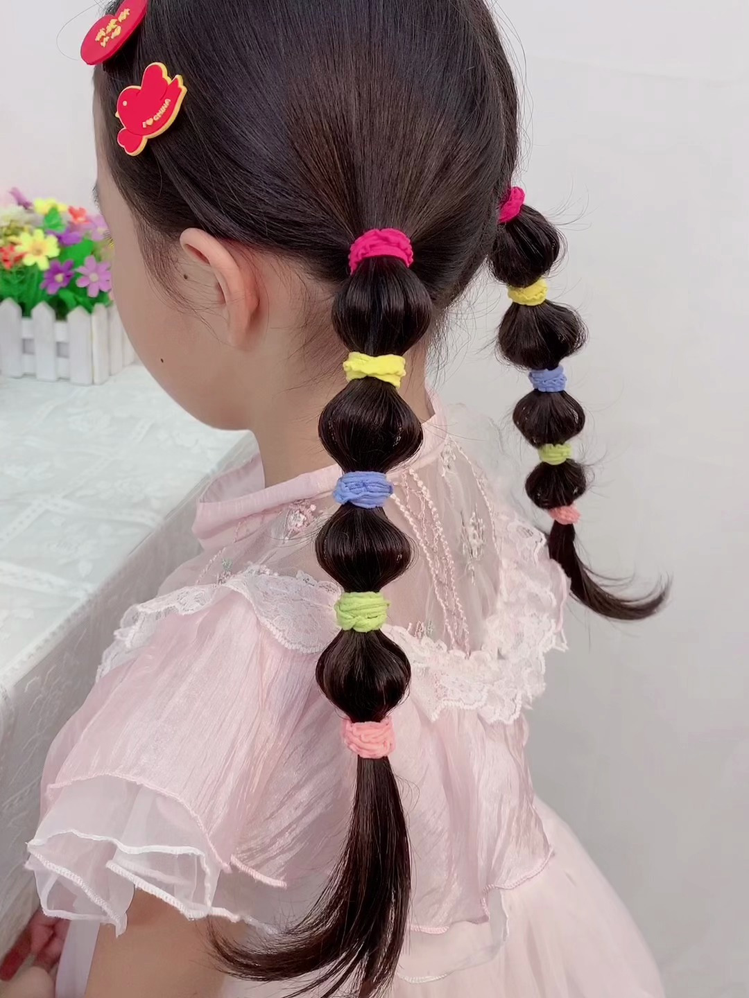 上学就要给女儿用这种花边皮筋不伤发不揪头发扎上去又好看