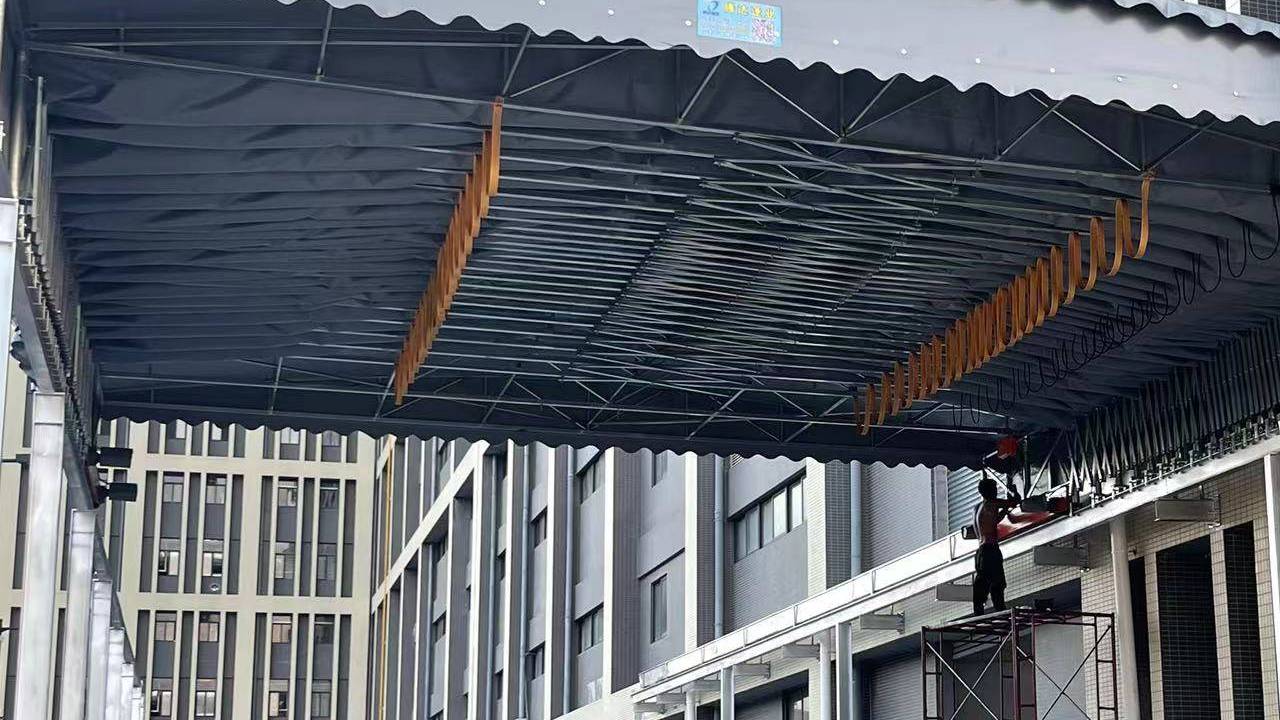 电动户外钢结构大棚 网球场推拉雨棚 仓库移动伸缩篷