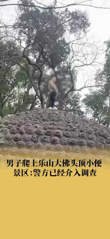 景区回应男子在乐山大佛头顶小便警方已经介入调查