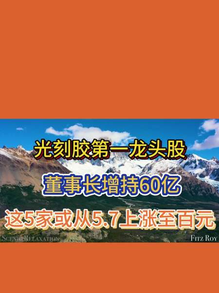 光刻胶第一龙头股董事长增持60亿这5家或从57上涨至百元