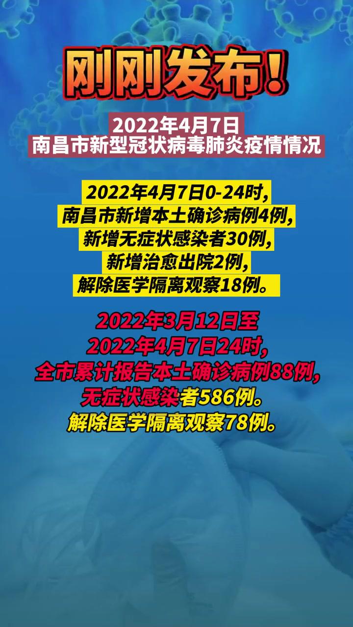 2022年4月7日南昌市新型冠状病毒肺炎疫情情况 江西 疫情 江西抗疫