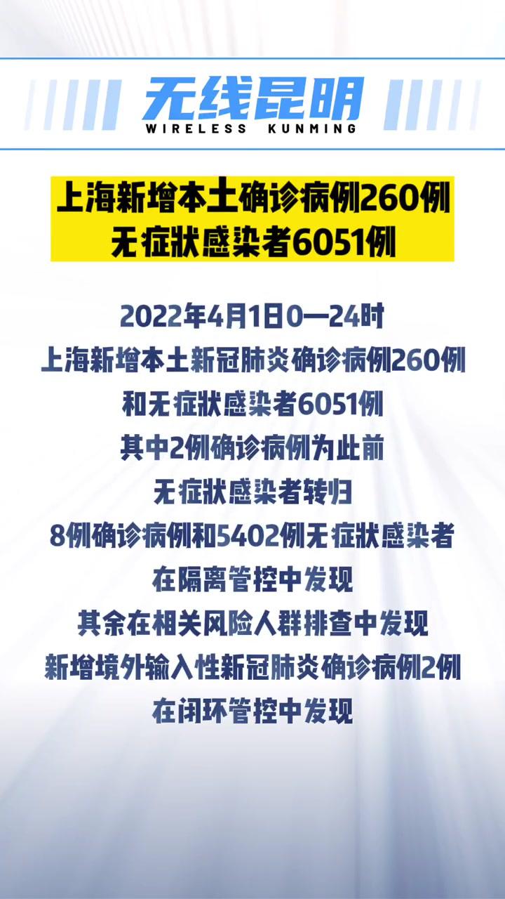 上海新增本土确诊病例260例,无症状感染者6051例!