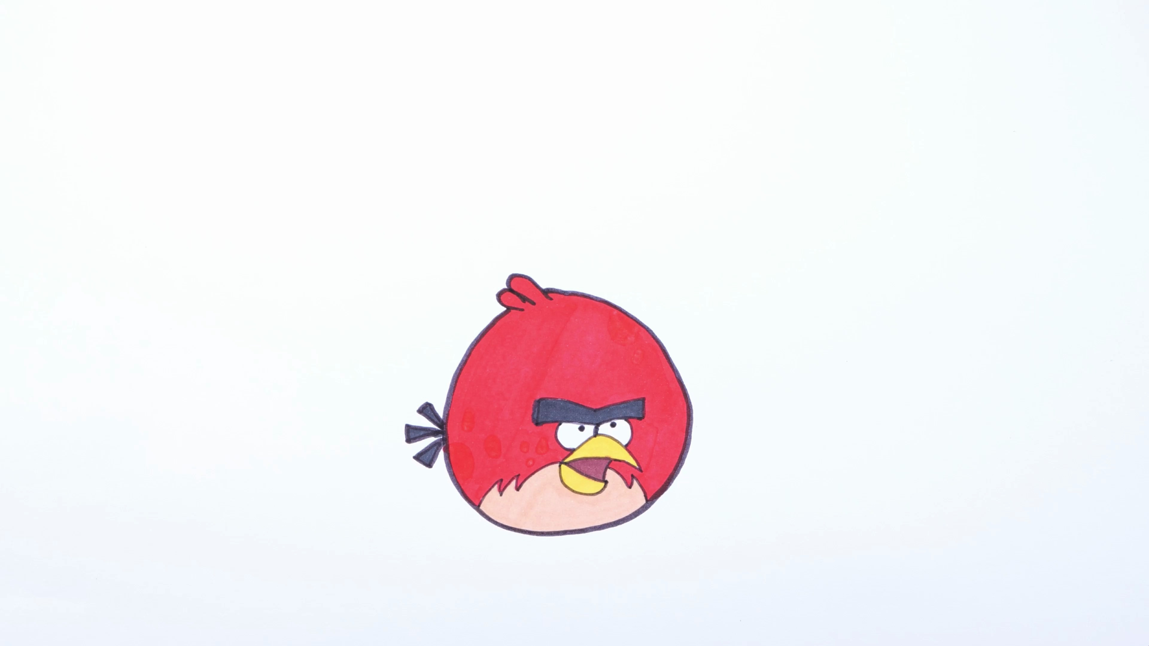 大红愤怒的小鸟简笔画