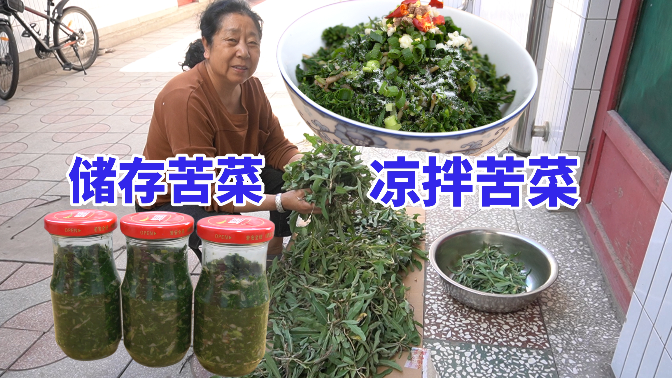 地里摘了两袋苦菜,狠狠地吃一顿凉拌苦菜,再存储些冬天吃