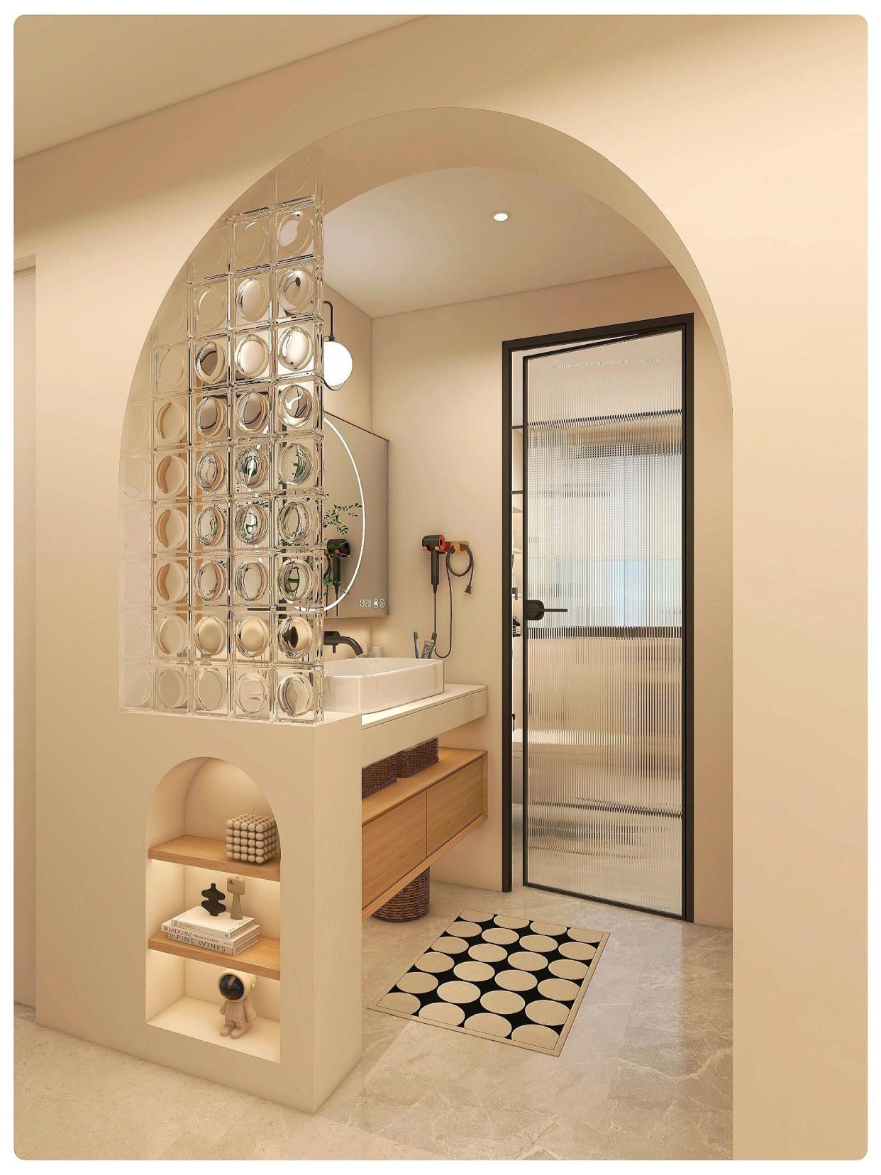 134m新家做拱形半墙卫生间泰美啦