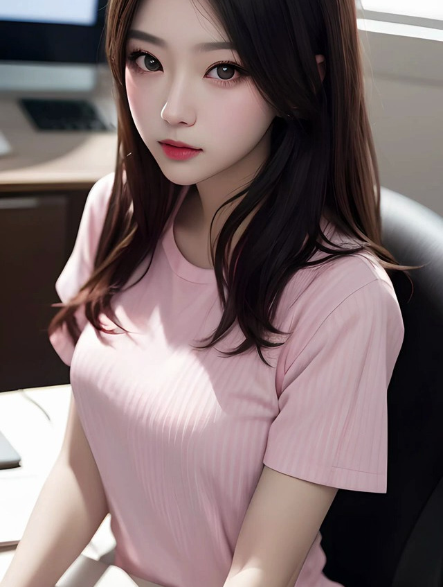 办分室休闲长发美女萌萌妹纸