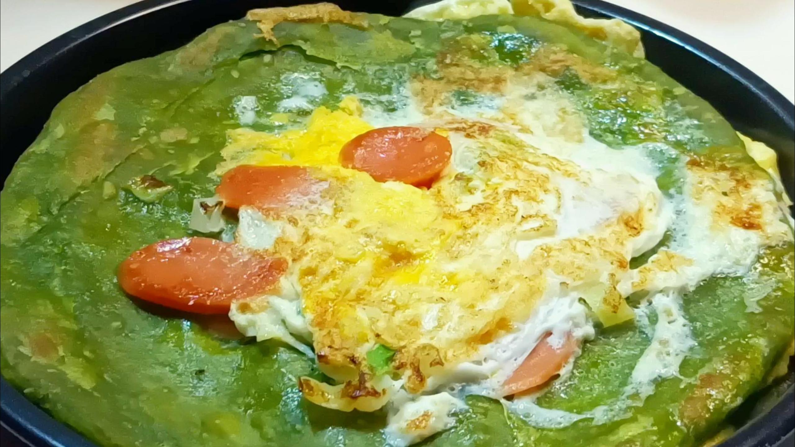 营养美味早餐饼,菠菜汁鸡蛋饼