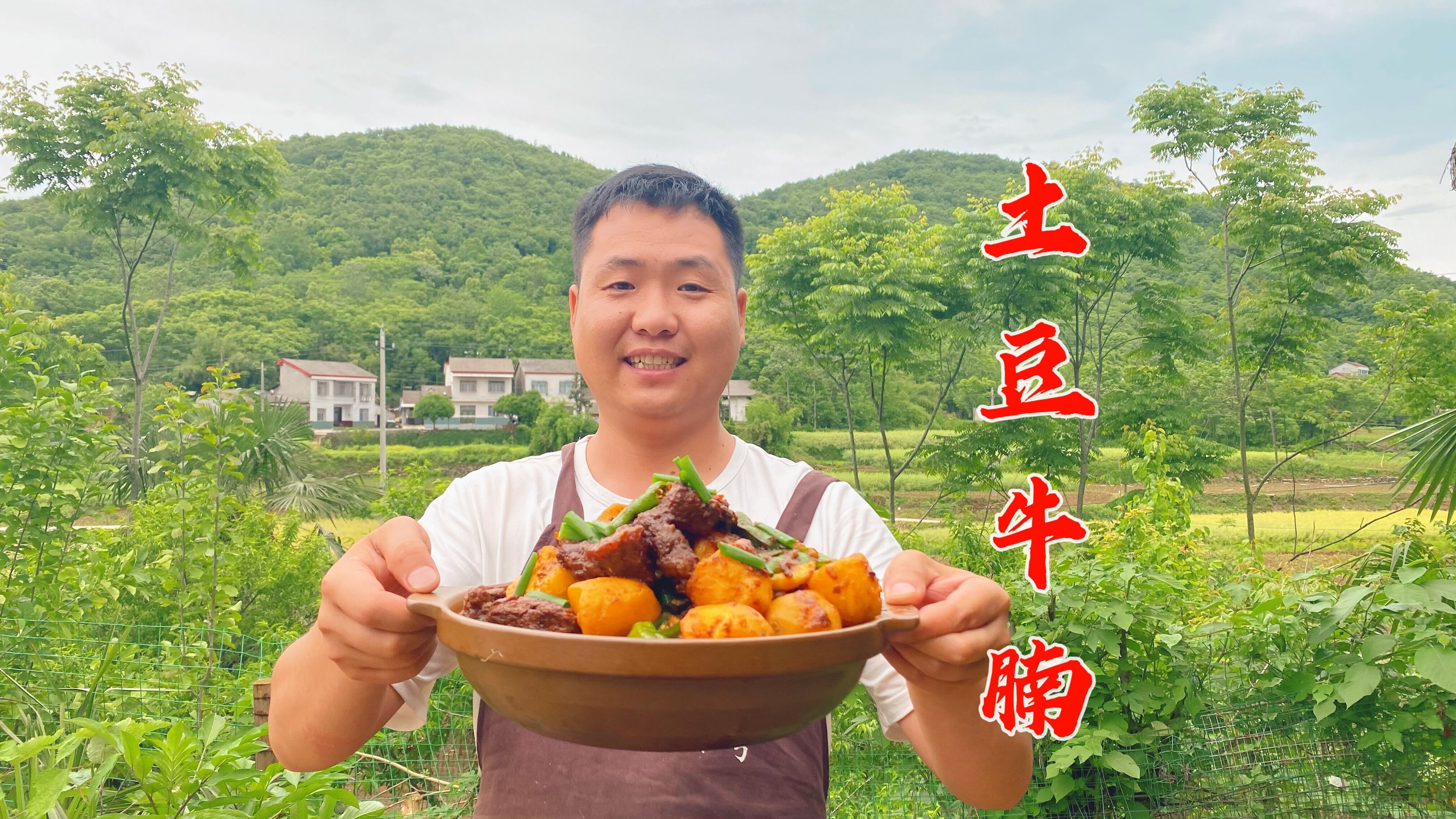 挖新土豆炖牛腩,牛腩切大坨,炖软烂下饭真是爽
