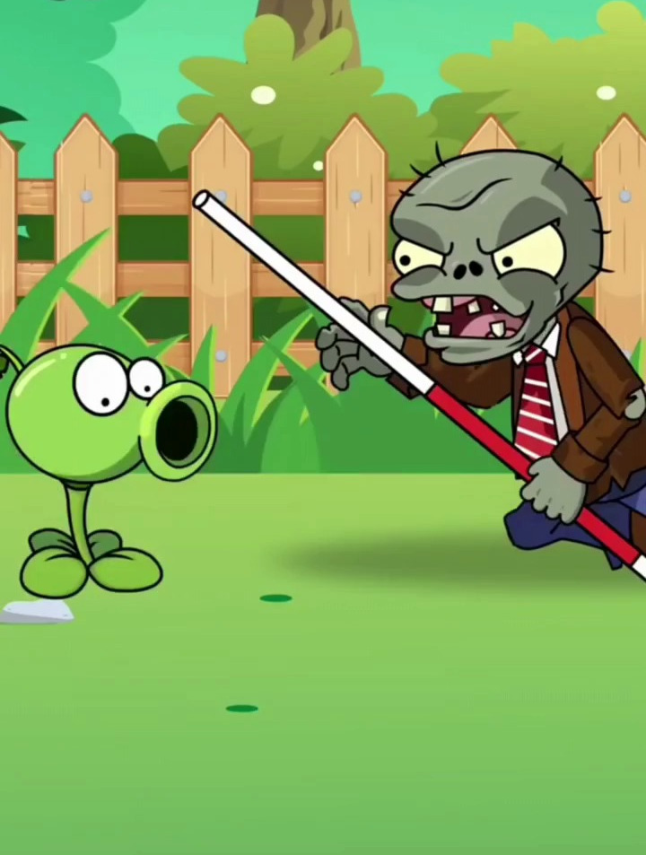 二愣子僵尸把豌豆射手打得满头包