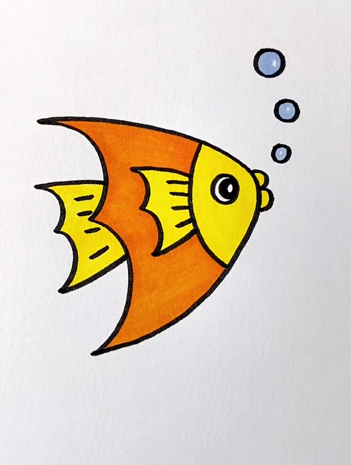 教你用3个3画小鱼儿吐泡泡,画画教程