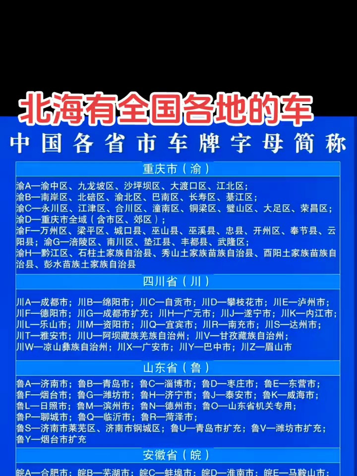 北海车牌字母图片