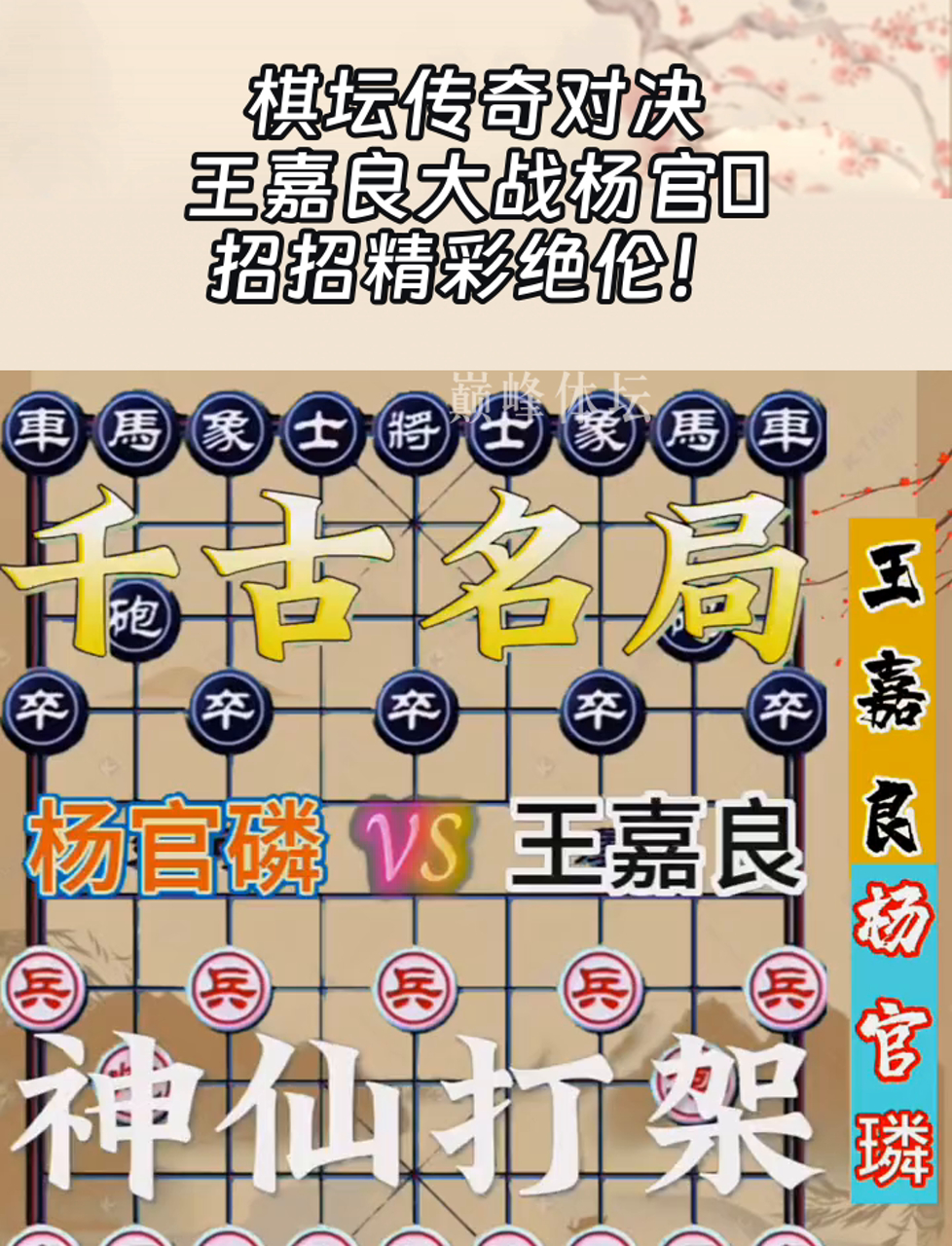 棋坛传奇对决,王嘉良大战杨官璘,招招精彩绝伦!