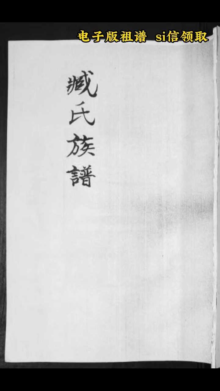 "臧"氏族谱来了,快查看吧!