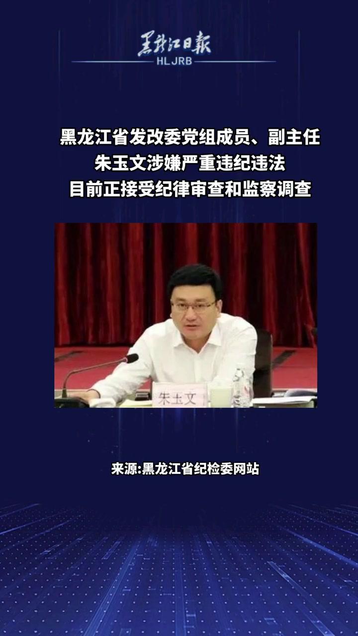 黑龙江省发改委党组成员副主任朱玉文接受审查调查