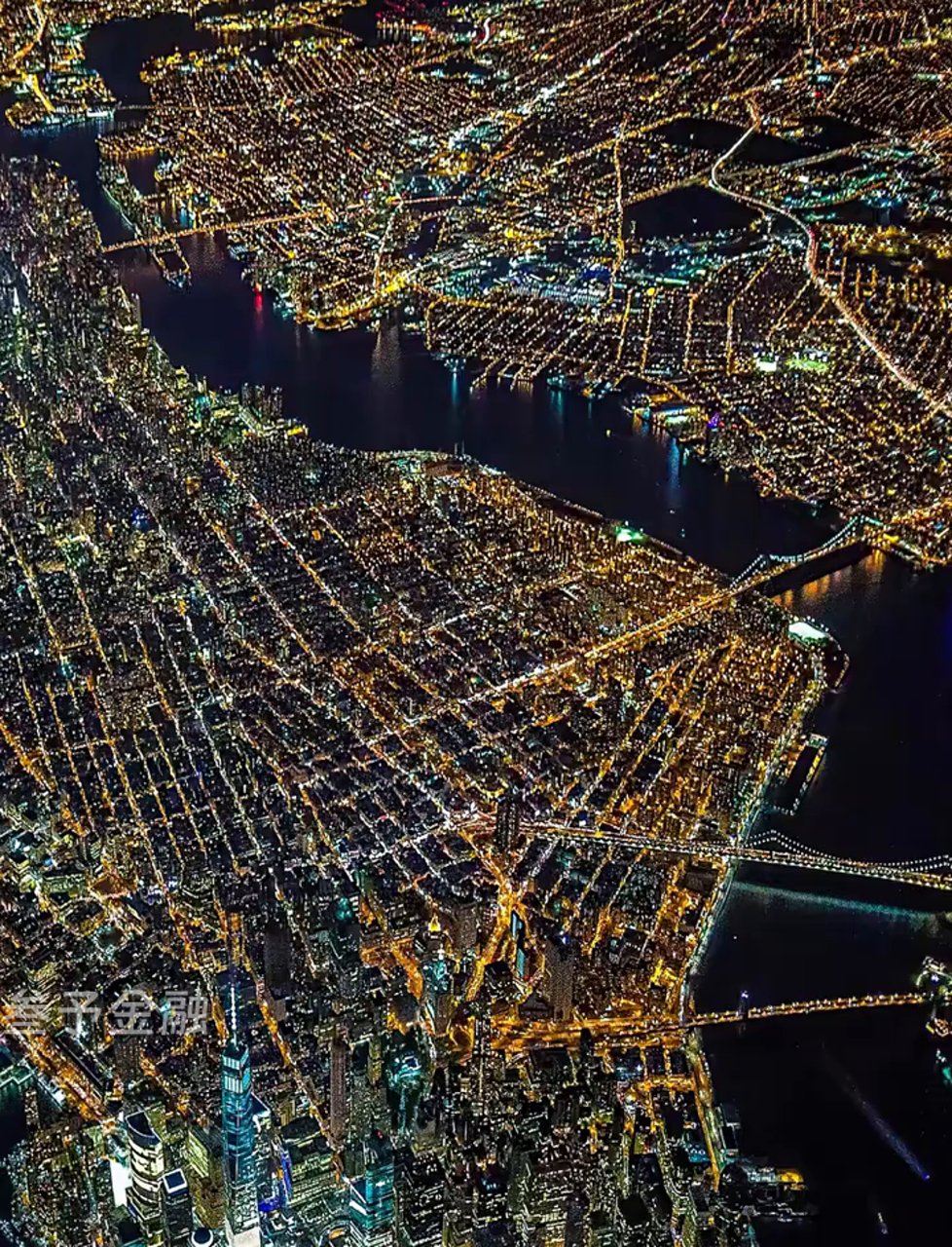 空中俯瞰全球超级城市第一的纽约曼哈顿,世界金融最强之城,世界gdp
