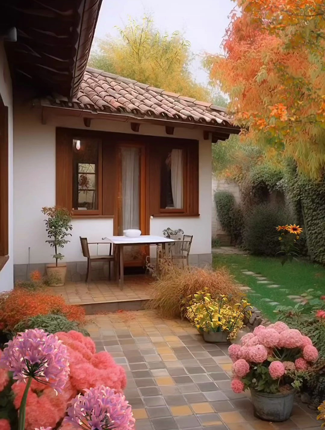 发现一鸟语花香的原木小屋,充满禅意