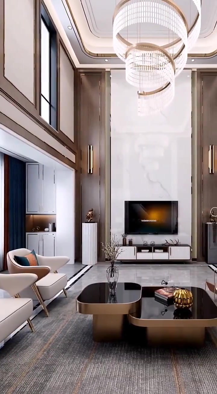 别墅装修:挑空别墅户型轻奢现代风格设计!