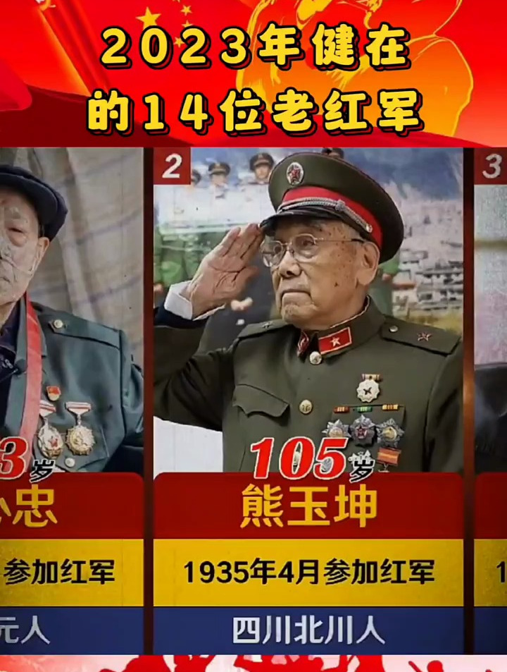 2023年尚健在的14位老红军,最小98岁,最长者111岁