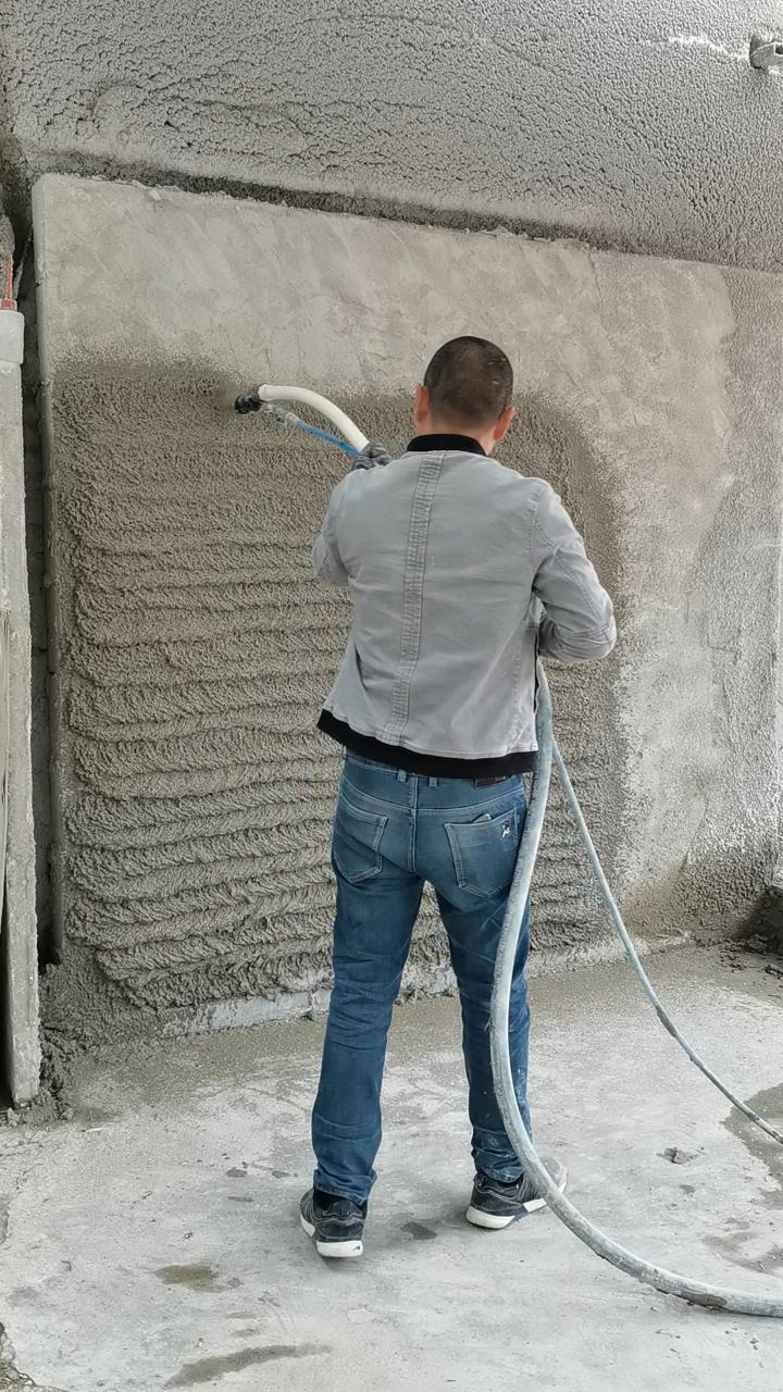 机喷石膏喷涂机现场详细操作视频 干湿两用