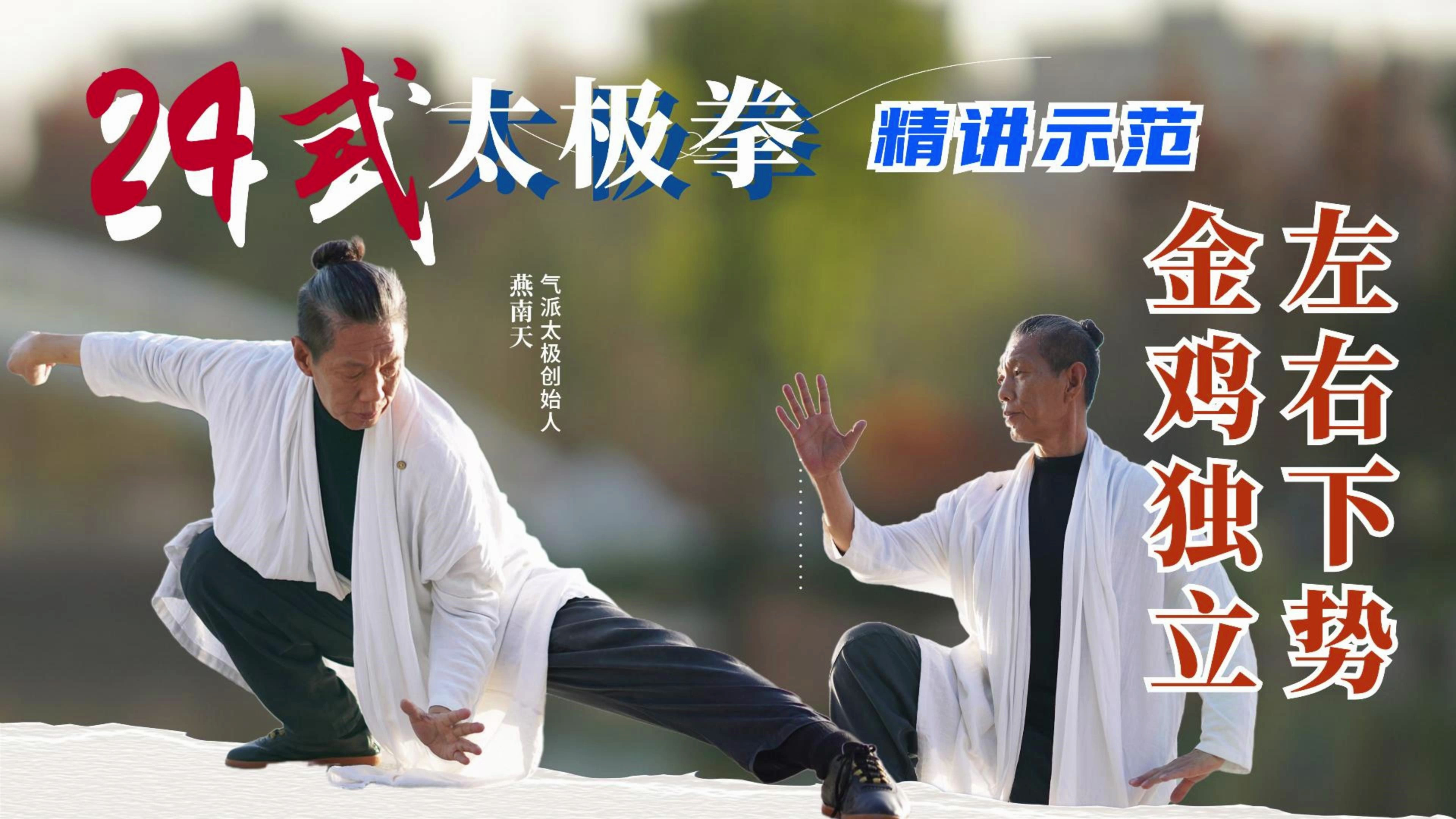 24式太极拳:左右下势 金鸡独立