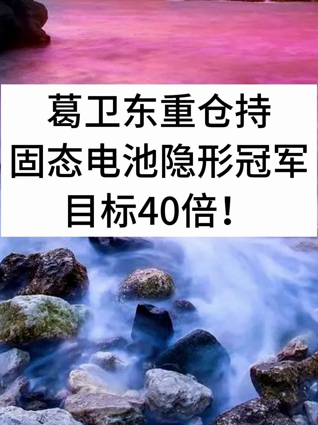 葛卫东重仓持有固态电池巨头目标40倍