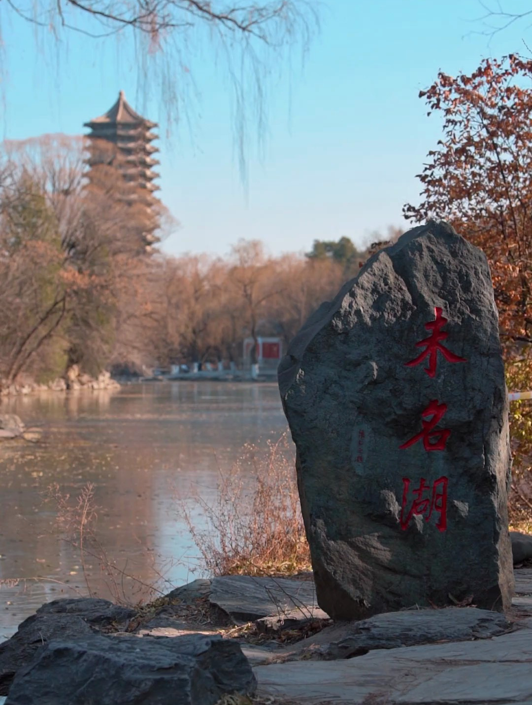 北大未名湖结冰了!春天还会远吗?