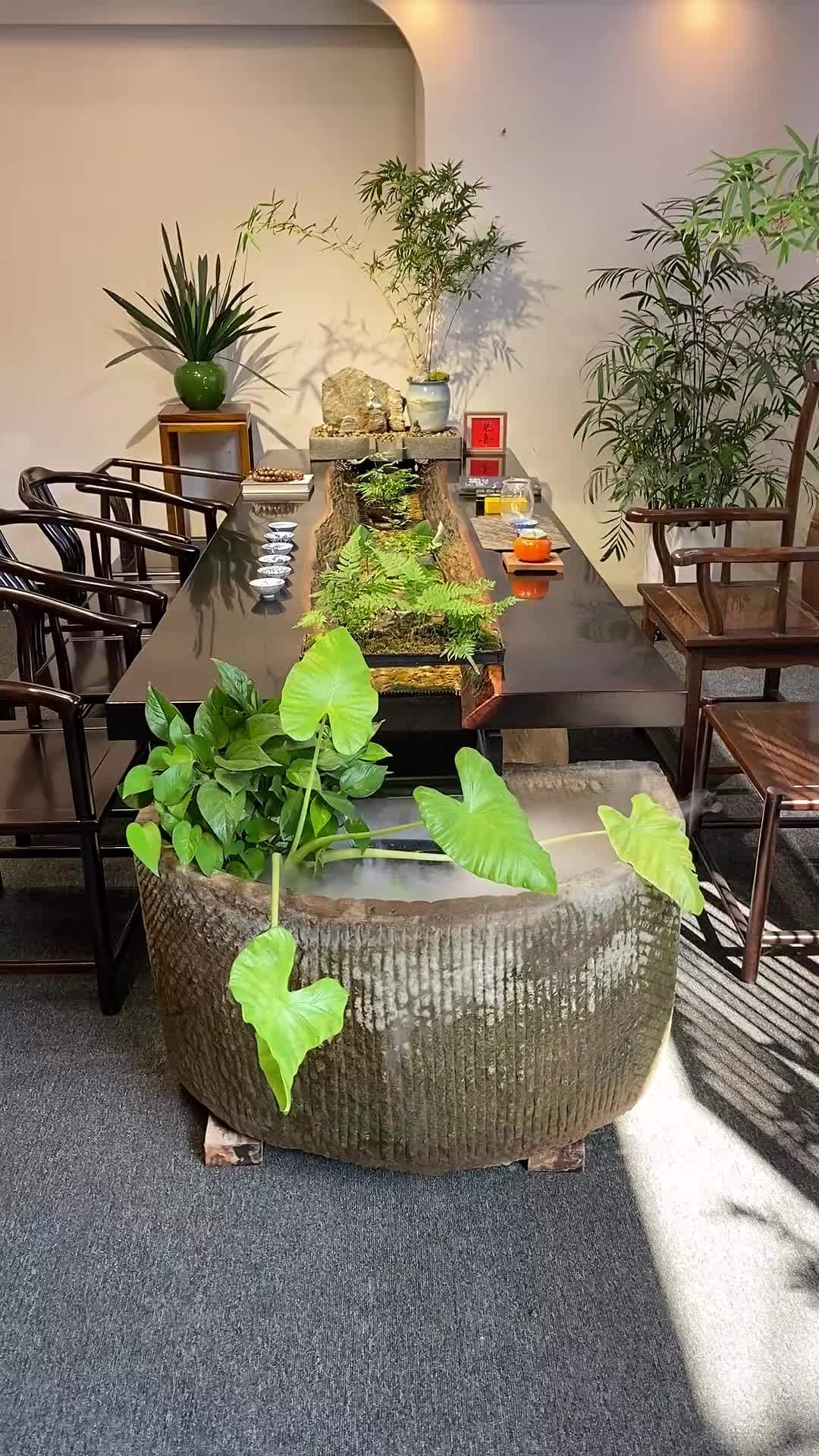 流水茶台养鱼茶桌