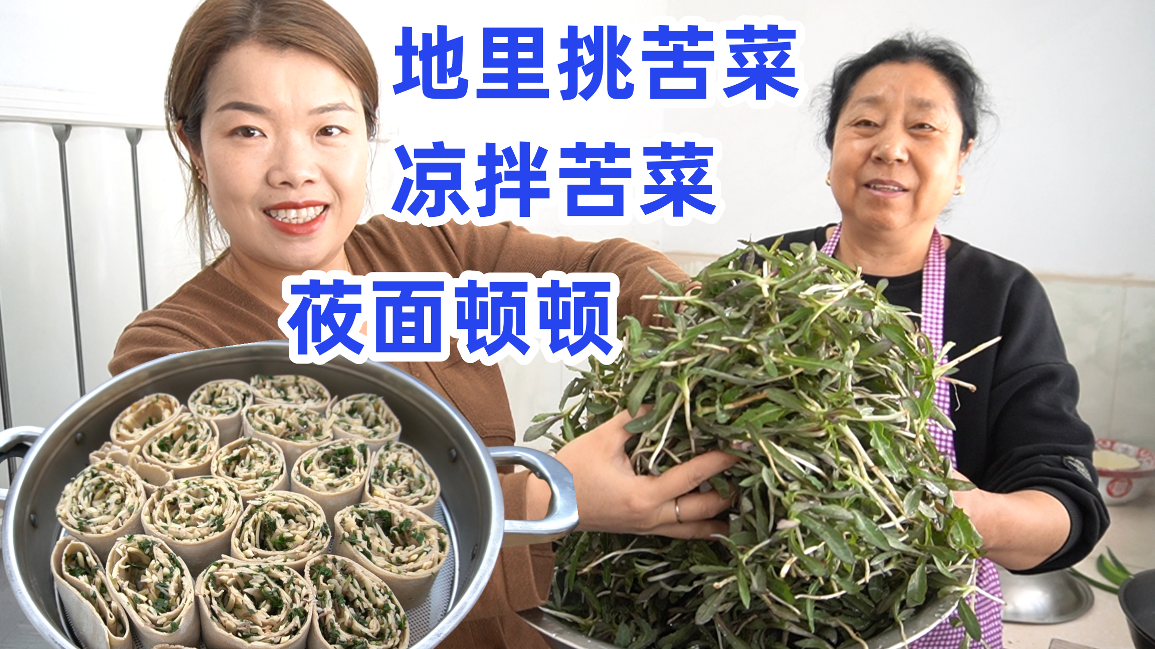 挑苦菜咯！做一顿山西特色凉拌苦菜、莜面顿顿，味道独特~