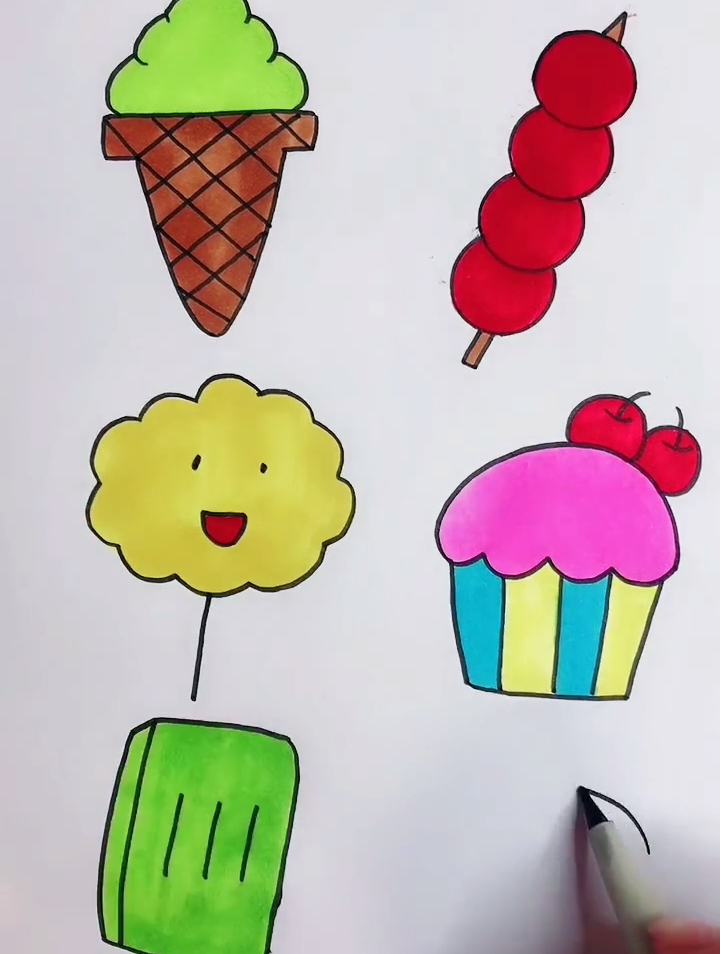 画点吃的解解馋简笔画笔画一起学画画简笔画教程传奇新衣摇起来