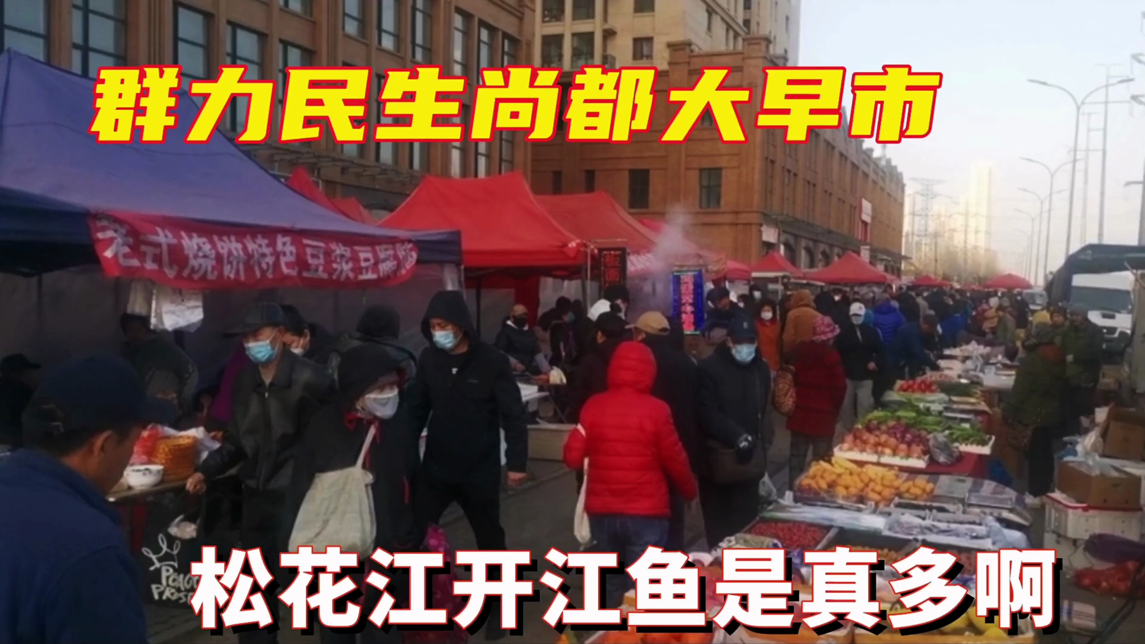 哈尔滨群力民生尚都大早市,松花江开江鱼真多,便宜到家了