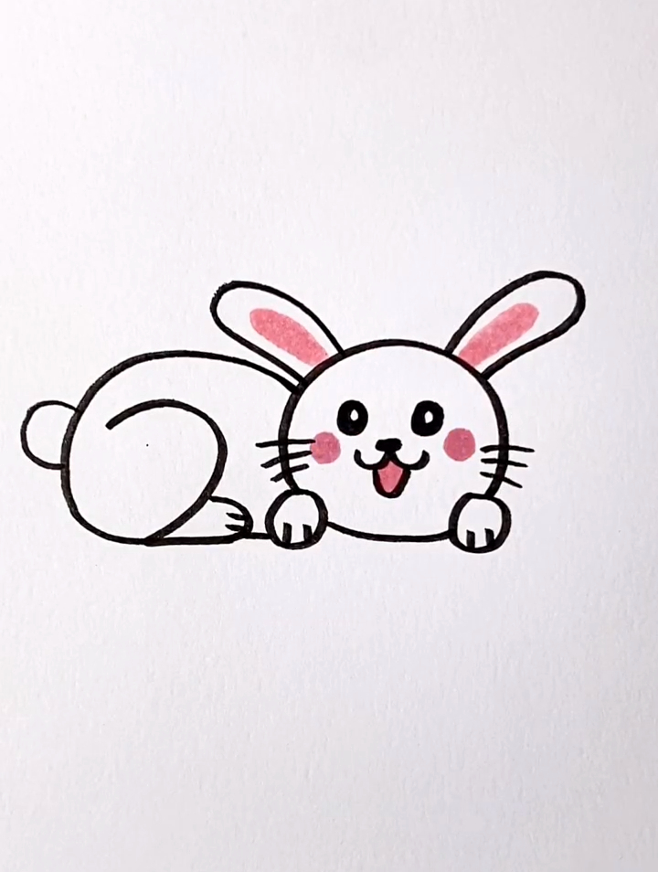 教你用数字200画一只可爱的小白兔,画画教程,简笔画