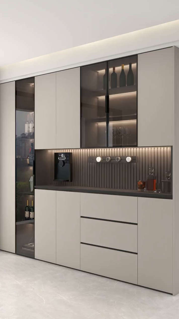 餐边柜加玻璃好看还是不加好看你们觉得呢