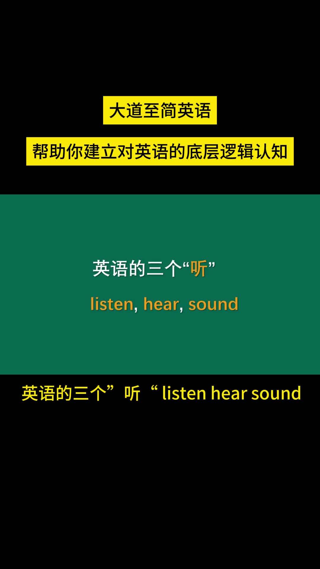 英语的三个"听" listen hear sound