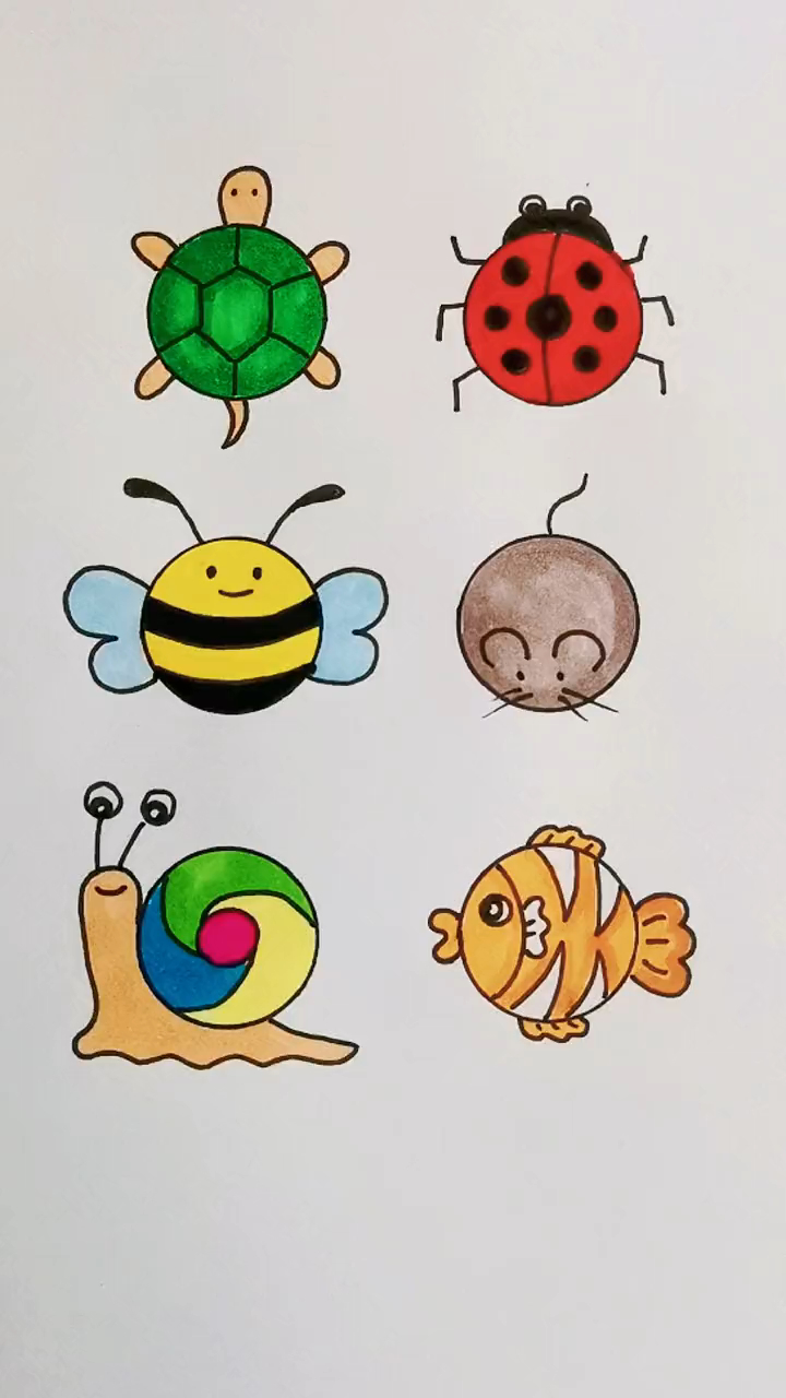 100种动物圆形画简单图片