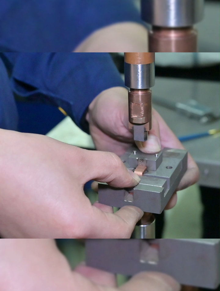 中频点焊机应用于电子行业,点焊电阻片2mm铜-度小视