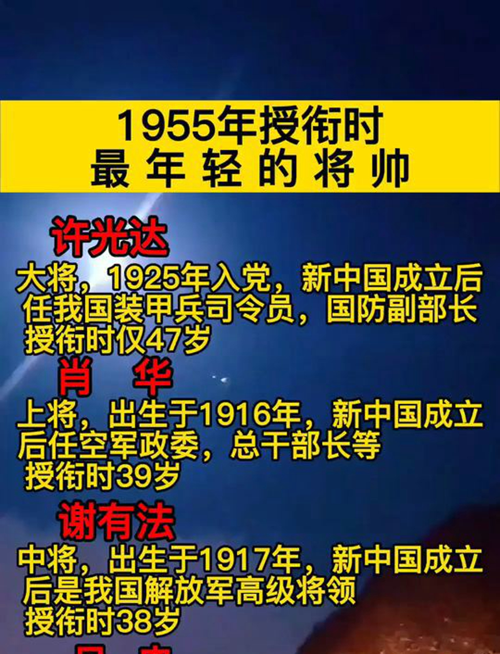 1955年授衔时最年轻的将帅