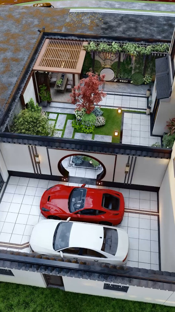 带停车位的庭院,大气典雅又舒适