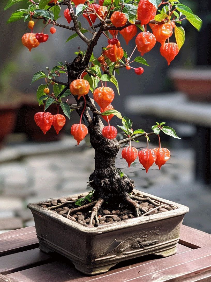 可爱的灯笼椒盆景,颜色漂亮,枝干造型个性独特!你猜值多少钱?